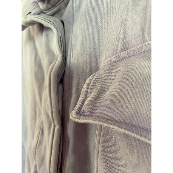 Urban Daisy Lavender Mineral Wash Half Snap Collared Oversized PTP 27.5” Cotton - Picture 5 of 8